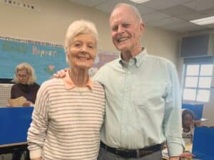 Barbara and Rich Thompson at Garfield Elementary School.