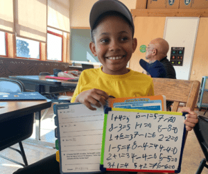 Samuel with Math Work